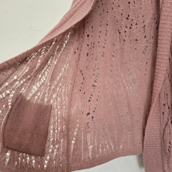 Free People Alpaca Hooded Dusty Pink Open Sweater, S - Picture 6 of 11